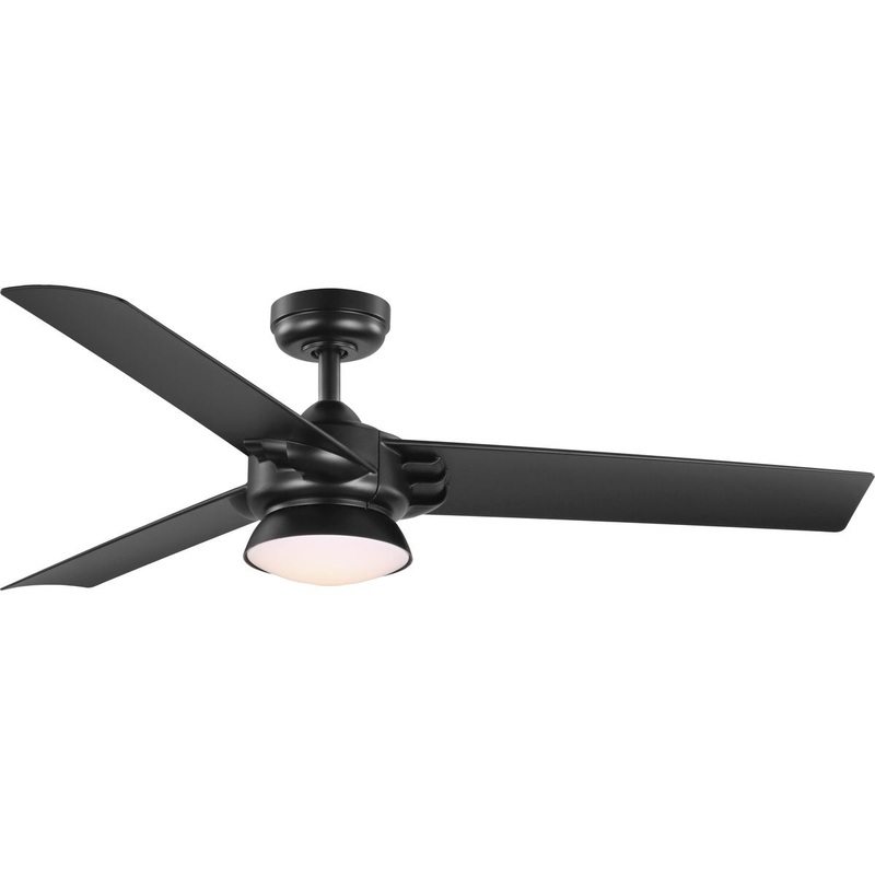 Progress P250062-031-30 Edwidge Collection 3-Blade Black 52-Inch DC Motor LED Contemporary Ceiling Fan