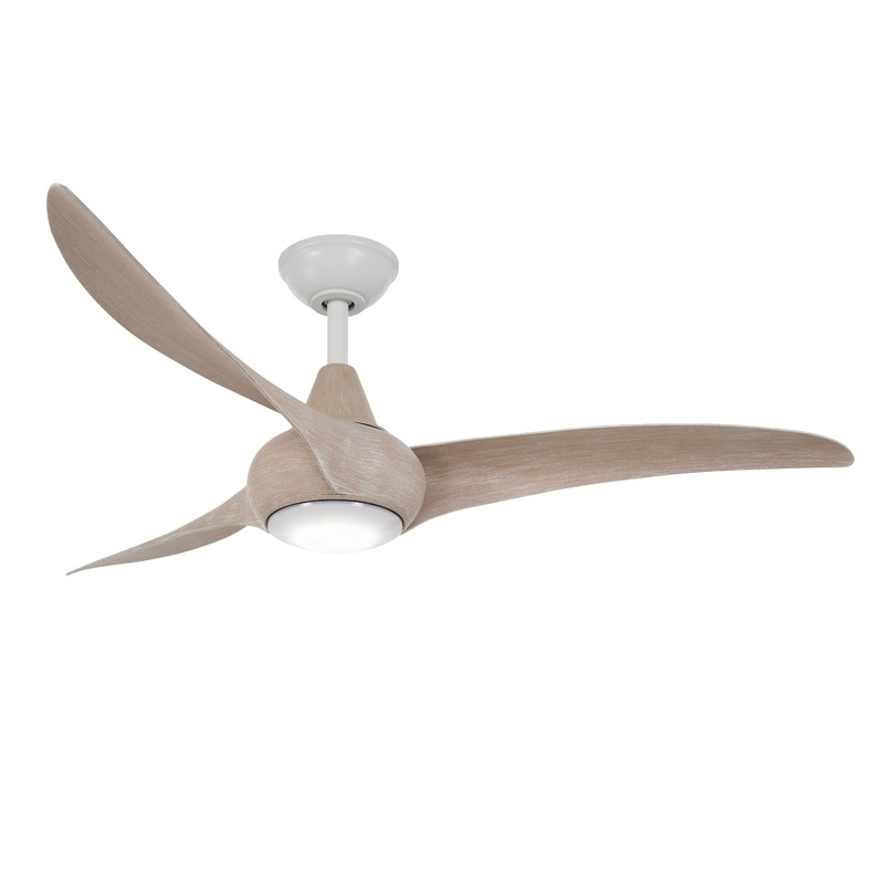 Minka-Aire F844-WHF/BLW Light Wave - 3-Blade LED 52" Ceiling Fan, Flat White w/ Bleached Seasoned Wood Blades