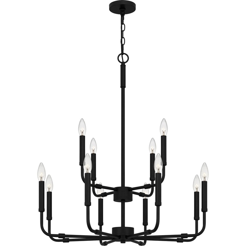 Quoizel ABR5128MBK Abner 12 Light Chandelier, Matte Black