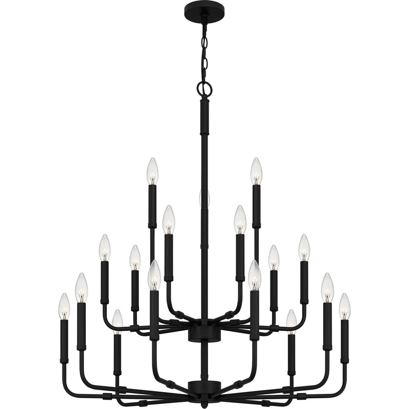 Quoizel ABR5132MBK Abner 18 Light Chandelier, Matte Black