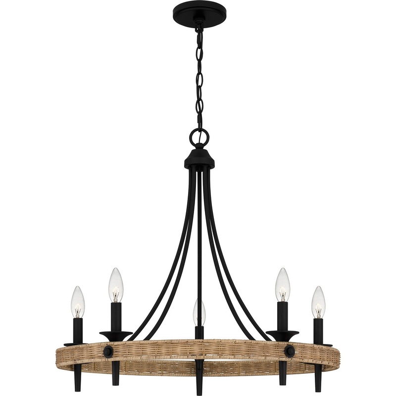 Quoizel CNI5026MBK Catania Five Light Chandelier, Matte Black