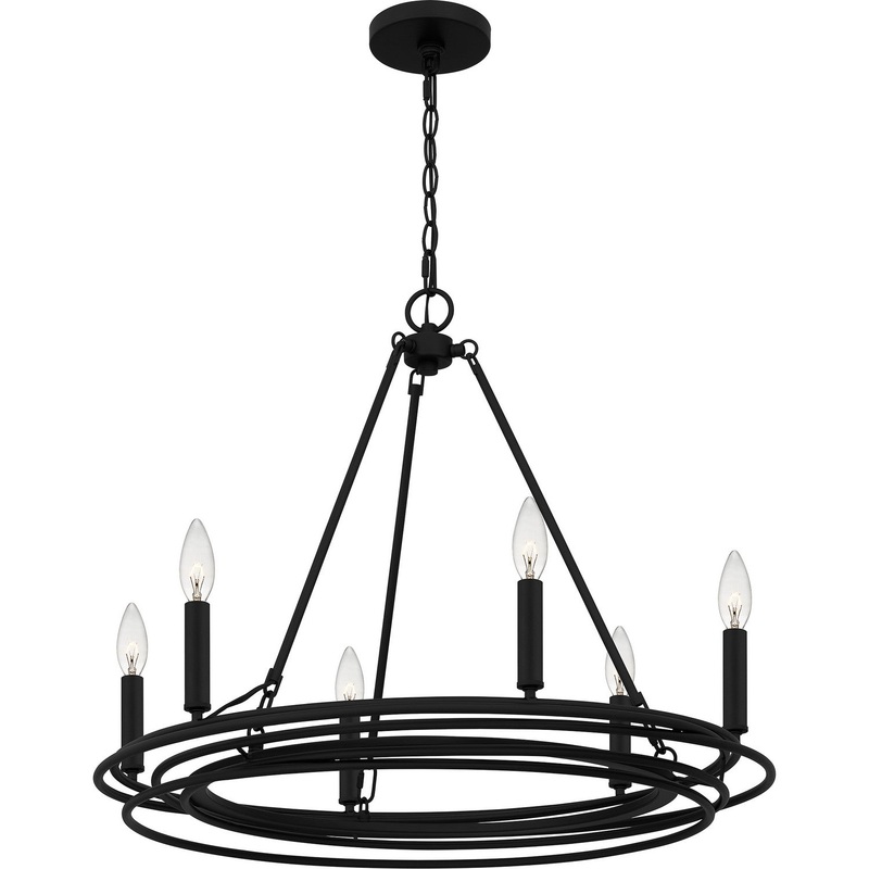 Quoizel CPE5025MBK Calliope Six Light Chandelier, Matte Black