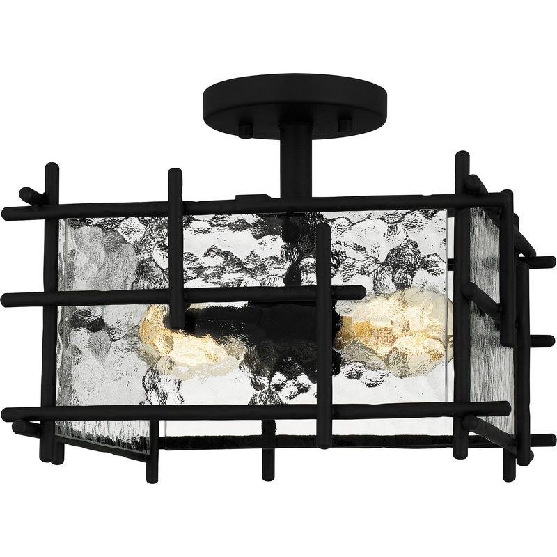 Quoizel DPN1713MBK Daphne Two Light Semi Flush Mount, Matte Black