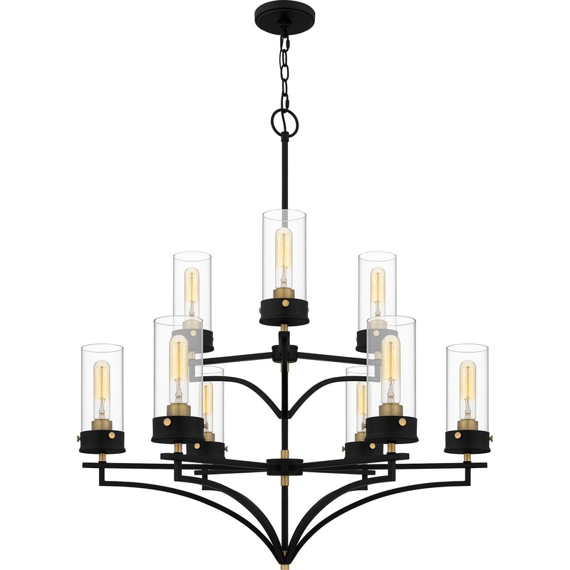 Quoizel HLS5031MBK Hillside Nine Light Chandelier, Matte Black