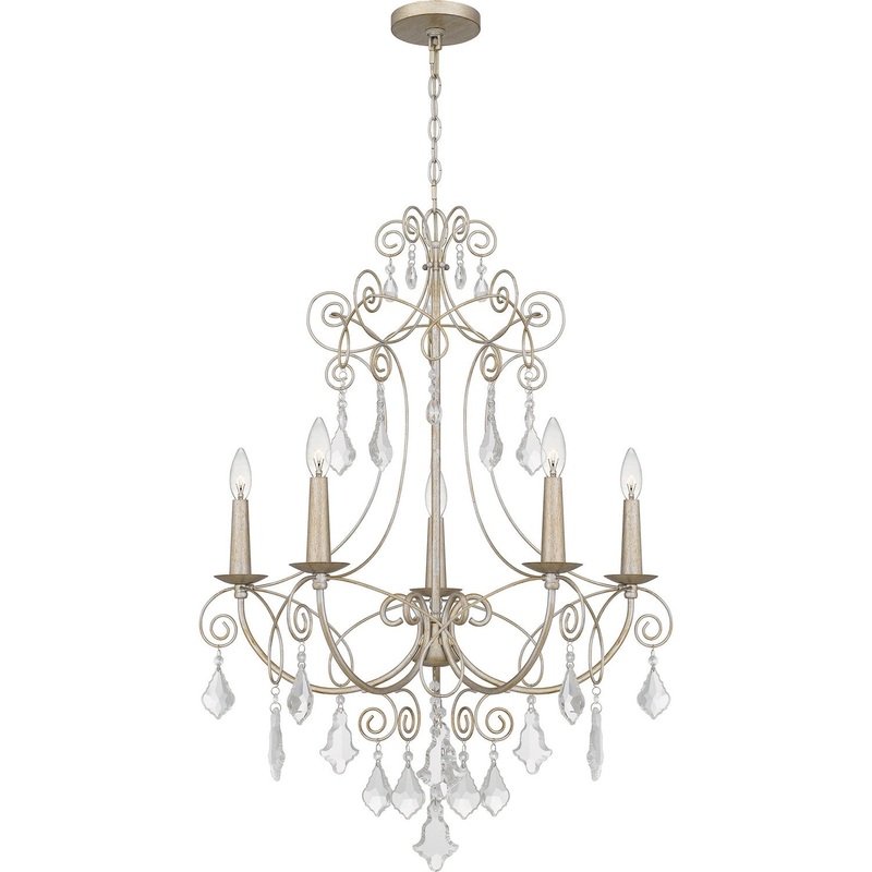 Quoizel MER5028VG Merida Five Light Chandelier, Vintage Gold