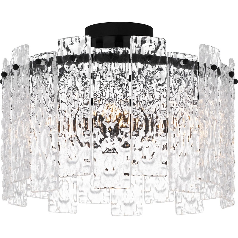 Quoizel PCCAS1716MBK Caspian Four Light Semi Flush Mount, Matte Black