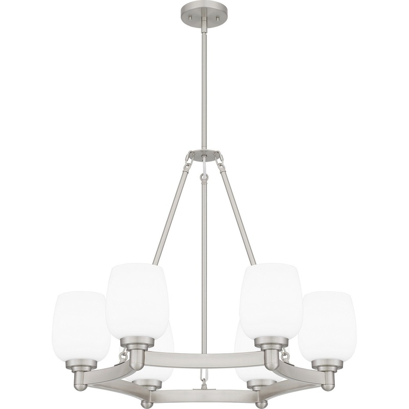 Quoizel PNG5028BN Penning Six Light Chandelier, Brushed Nickel