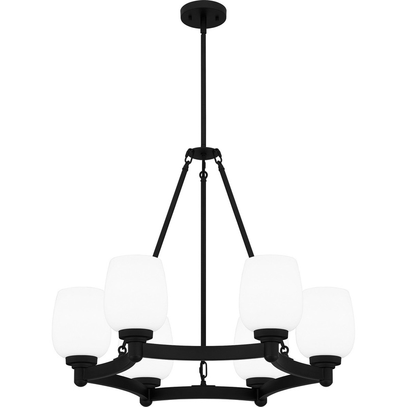 Quoizel PNG5028MBK Penning Six Light Chandelier, Matte Black