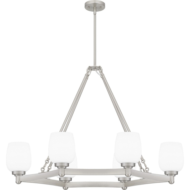 Quoizel PNG638BN Penning Six Light Linear Chandelier, Brushed Nickel