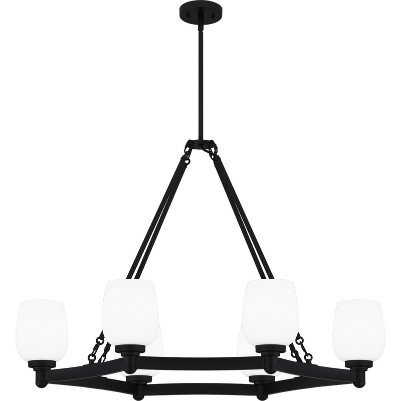 Quoizel PNG638MBK Penning Six Light Linear Chandelier, Matte Black