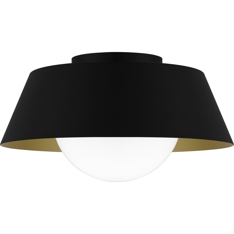 Quoizel QFL6182MBK Damascus One Light Flush Mount, Matte Black