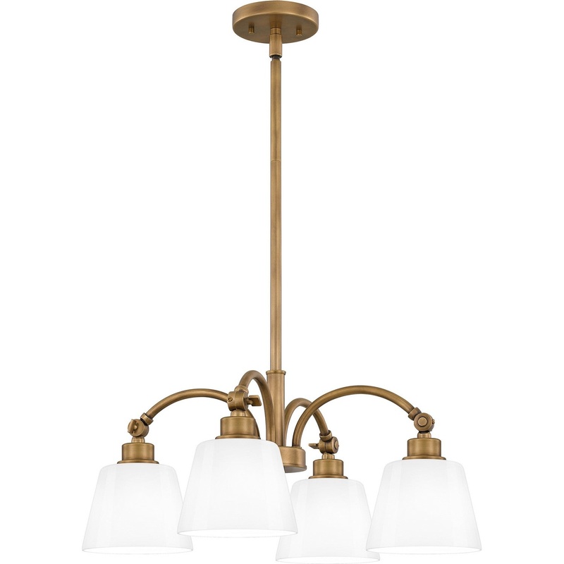 Quoizel QP6157WS Iota Four Light Chandelier, Weathered Brass