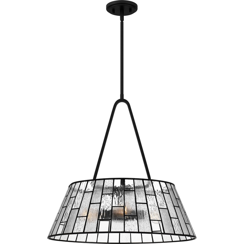 Quoizel QP6176MBK Rainier Four Light Pendant, Matte Black