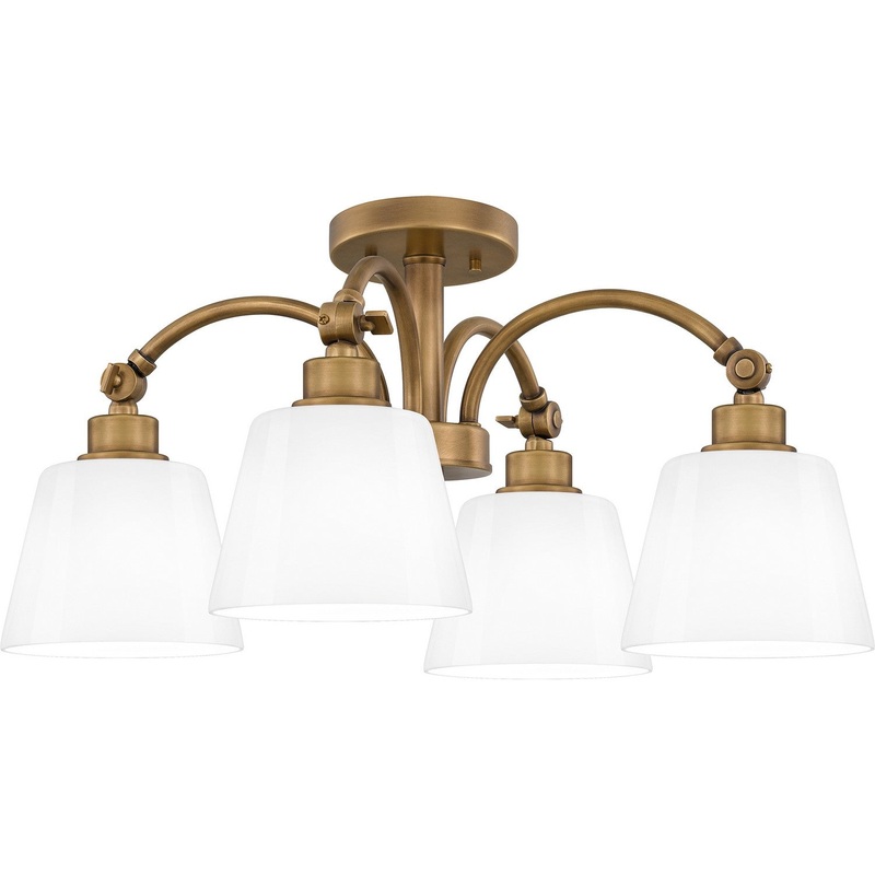 Quoizel QSF6157WS Iota Four Light Semi Flush Mount, Weathered Brass