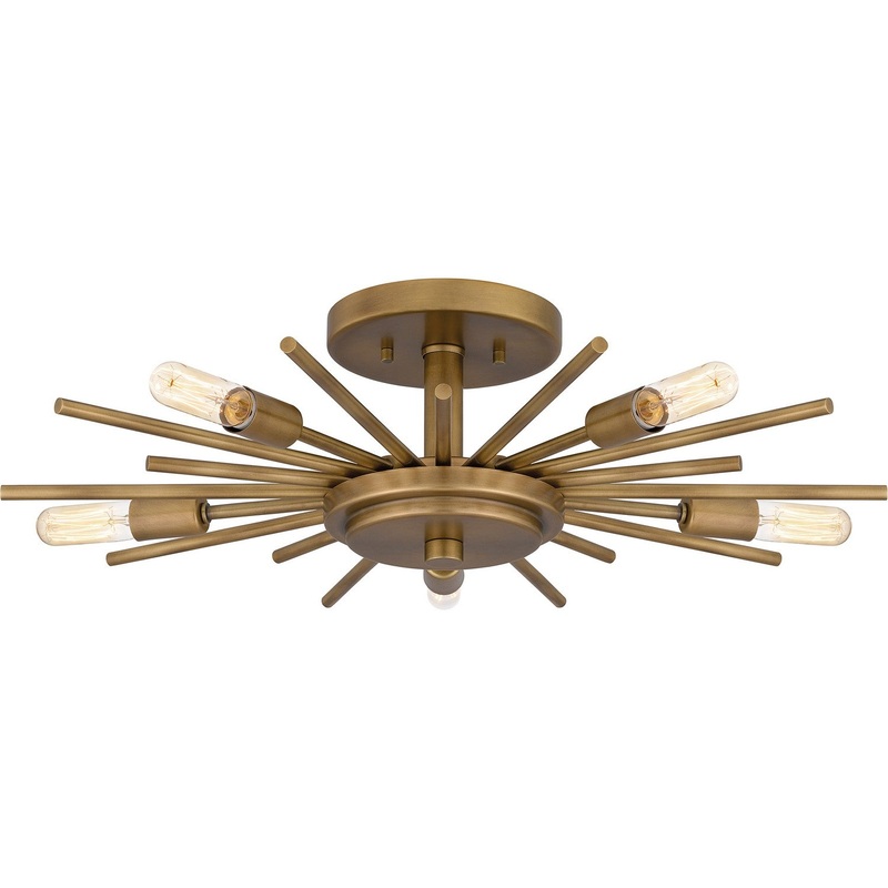 Quoizel QSF6158WS Mesquite Five Light Semi Flush Mount, Weathered Brass