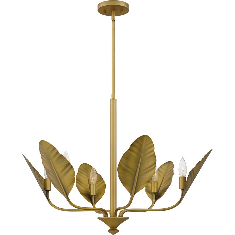 Quoizel BAY5028AB Bayley Six Light Chandelier, Aged Brass
