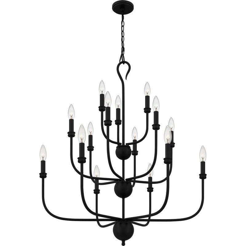 Quoizel BLA5032MBK Blanche 15 Light Chandelier, Matte Black