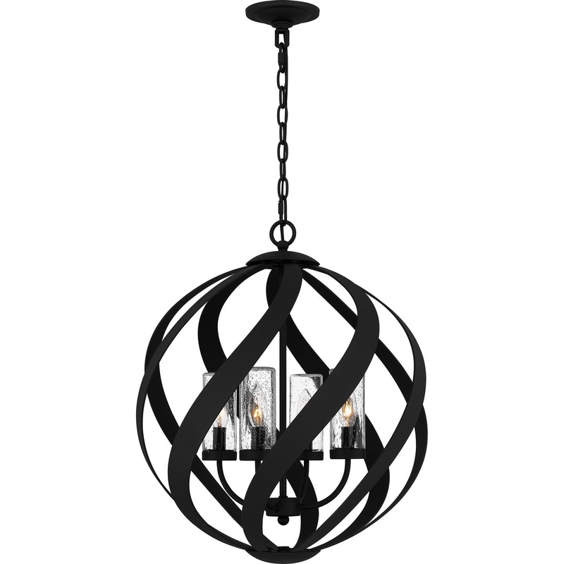 Quoizel BMS3520EK Blacksmith Four Light Outdoor Pendant, Earth Black