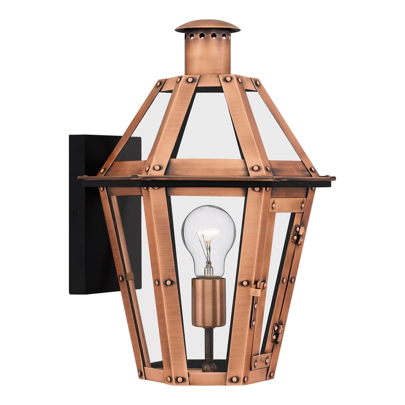 Quoizel BURD8411AC Burdett One Light Outdoor Wall Mount, Aged Copper