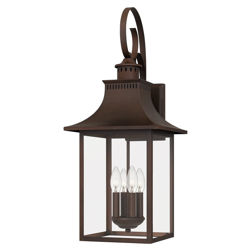 Quoizel CCR8412CU Chancellor Four Light Outdoor Wall Lantern, Copper Bronze