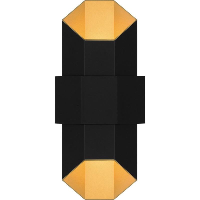 Quoizel CHS8307MBKG Chasm LED Outdoor Wall Mount, Matte Black Gold
