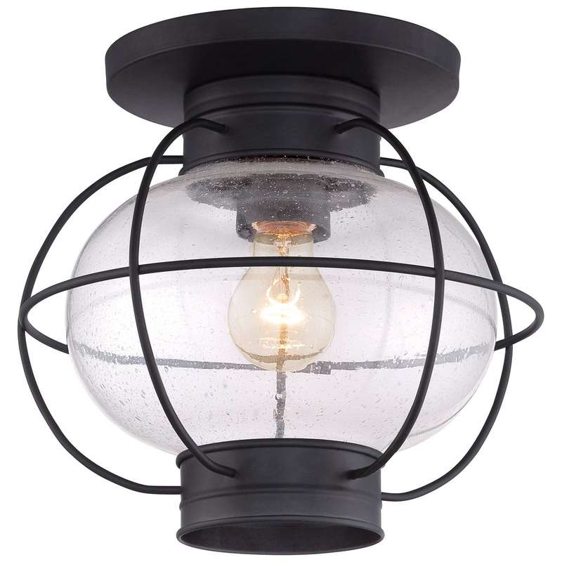 Quoizel COR1311K Cooper One Light Flush Mount, Mystic Black