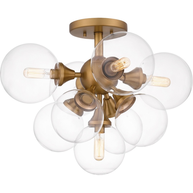 Quoizel GLI1720BWS Glinda Five Light Semi Flush Mount, Brushed Weathered Brass