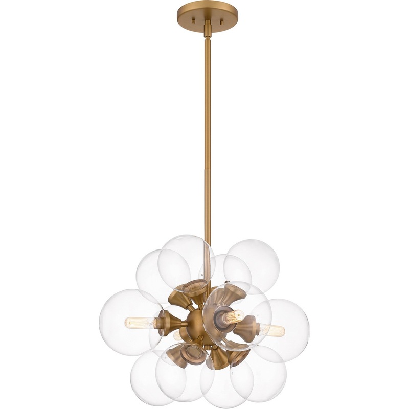 Quoizel GLI2820BWS Glinda Four Light Pendant, Brushed Weathered Brass