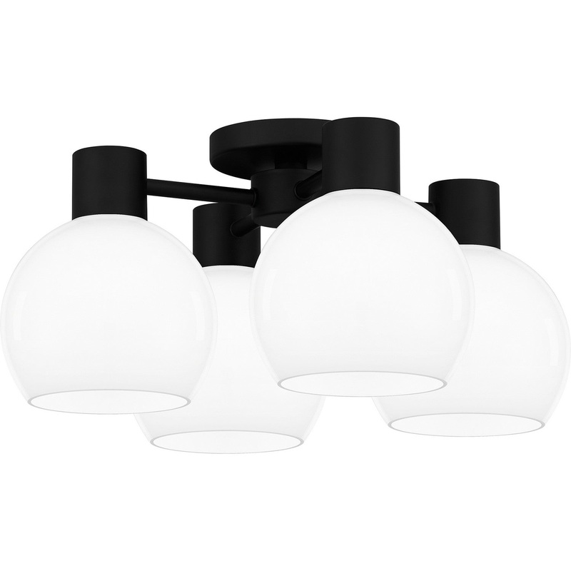 Quoizel QSF6199MBK Donahue Four Light Semi Flush Mount, Matte Black