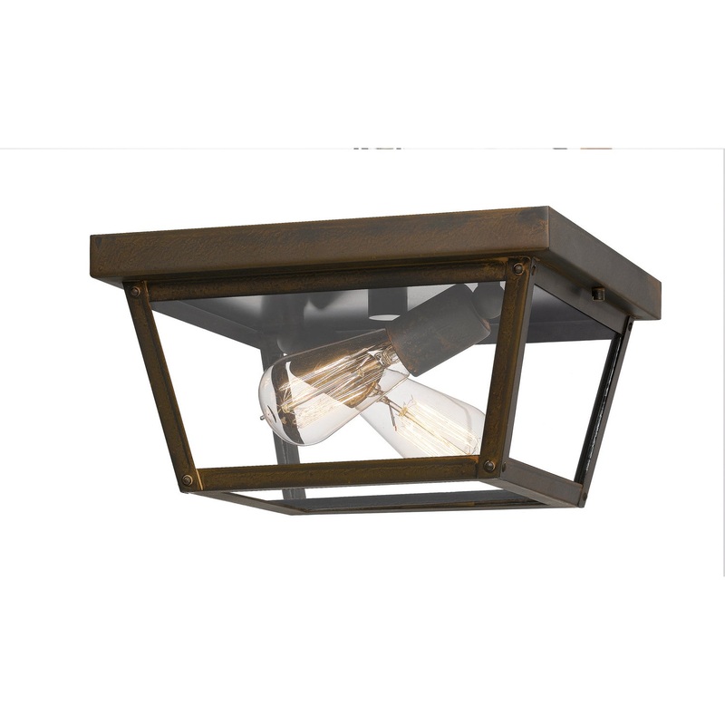 Quoizel RO1312IZ Rue De Royal Two Light Flush Mount, Industrial Bronze (Discontinued)