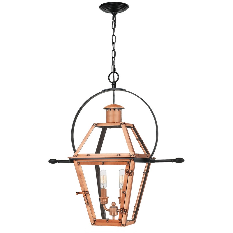 Quoizel RO2811AC Rue De Royal Two Light Pendant, Aged Copper
