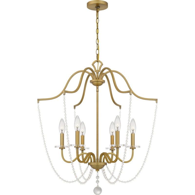 Quoizel SDY5028AB Sunday Six Light Chandelier, Aged Brass