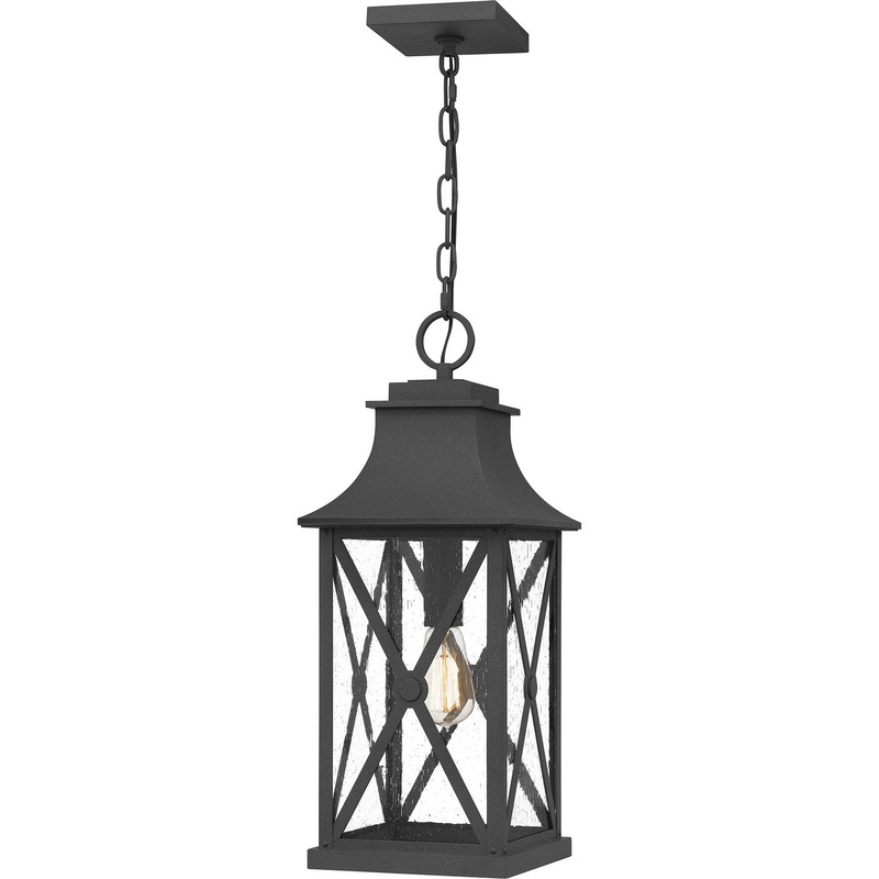 Quoizel ELB1909MB Ellerbee One Light Outdoor Hanging Lantern, Mottled Black
