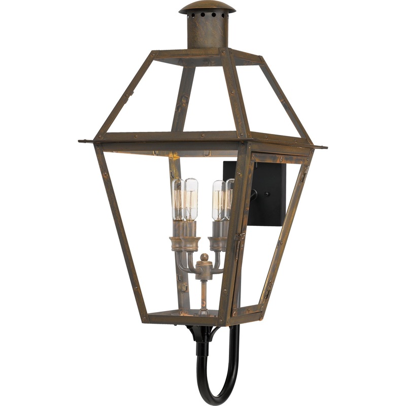 Quoizel RO8414IZ Rue De Royal Four Light Outdoor Wall Lantern, Industrial Bronze
