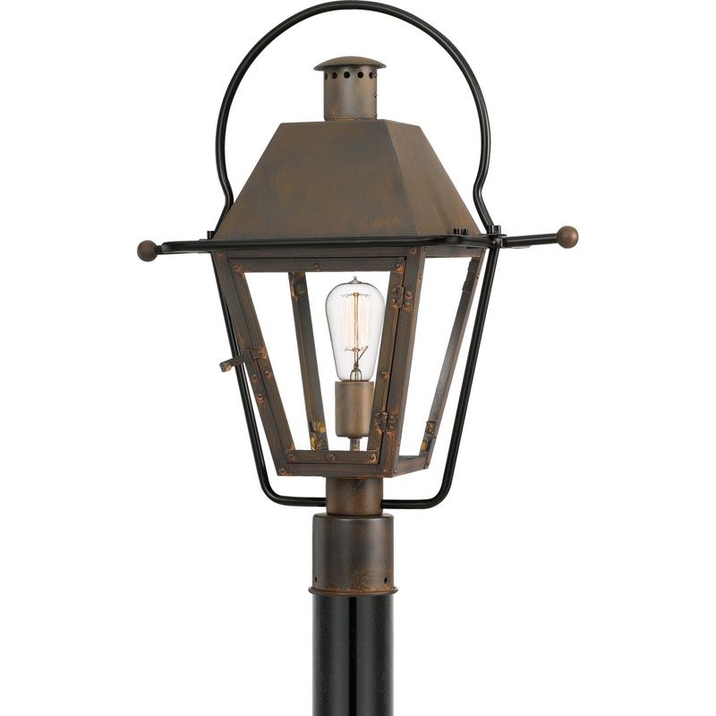 Quoizel RO9018IZ Rue De Royal One Light Outdoor Post Mount, Industrial Bronze (Discontinued)