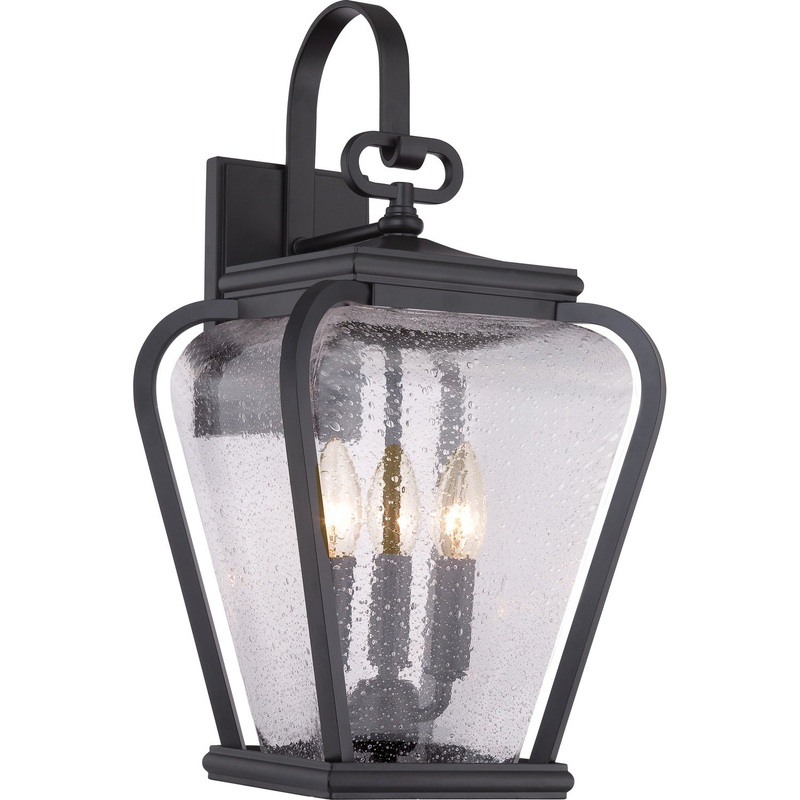Quoizel PRV8409K Province Three Light Outdoor Wall Lantern, Mystic Black