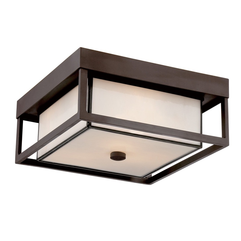 Quoizel PWL1613WT Powell Three Light Outdoor Flush Mount, Western Bronze (Discontinued)