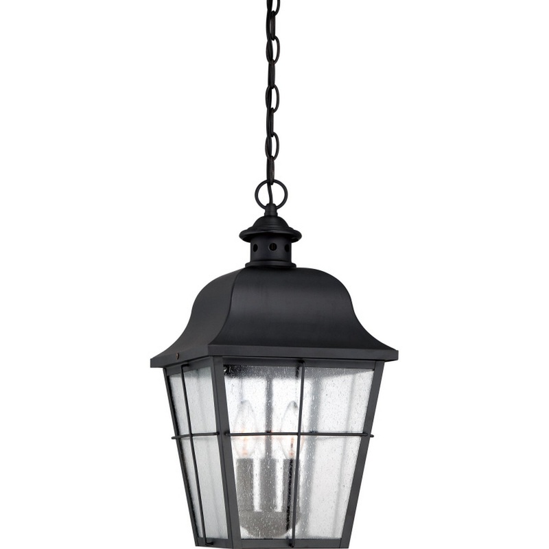 Quoizel MHE1910K Millhouse Three Light Outdoor Hanging Lantern, Mystic Black