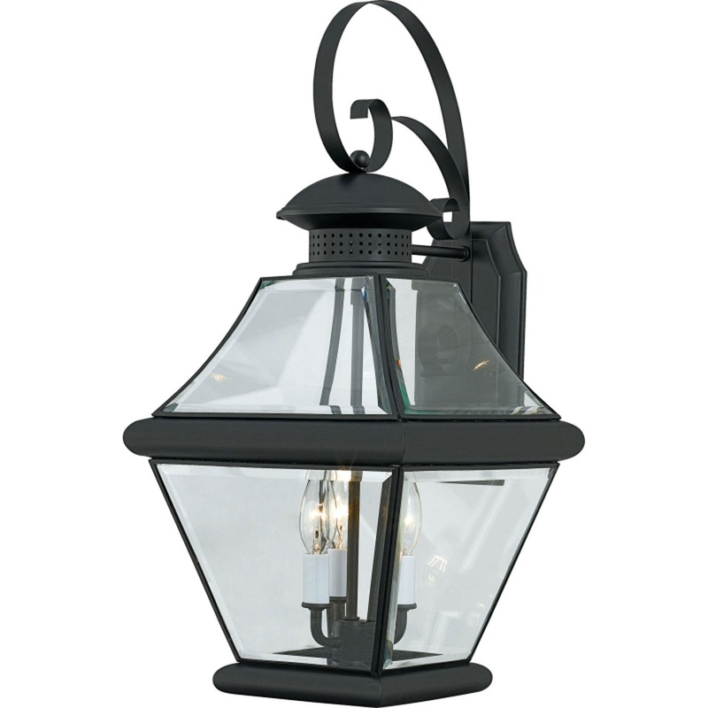 Quoizel RJ8411K Rutledge Three Light Outdoor Wall Lantern, Mystic Black