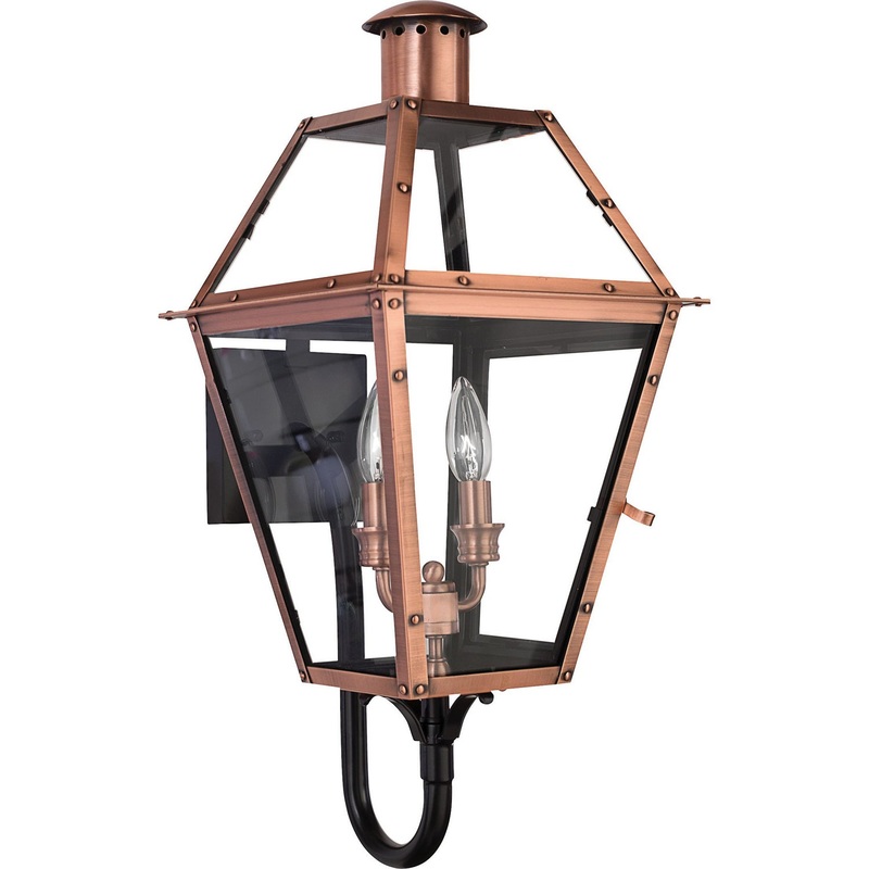 Quoizel RO8311AC Rue De Royal Two Light Outdoor Wall Lantern, Aged Copper