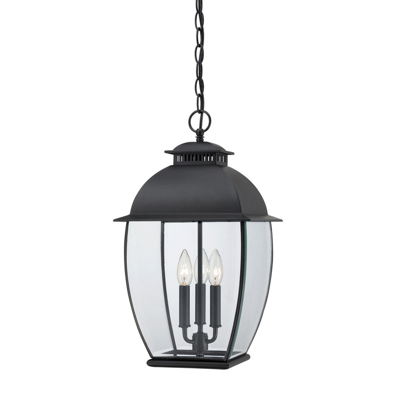 Quoizel BAN1911K Bain Three Light Outdoor Hanging Lantern, Mystic Black