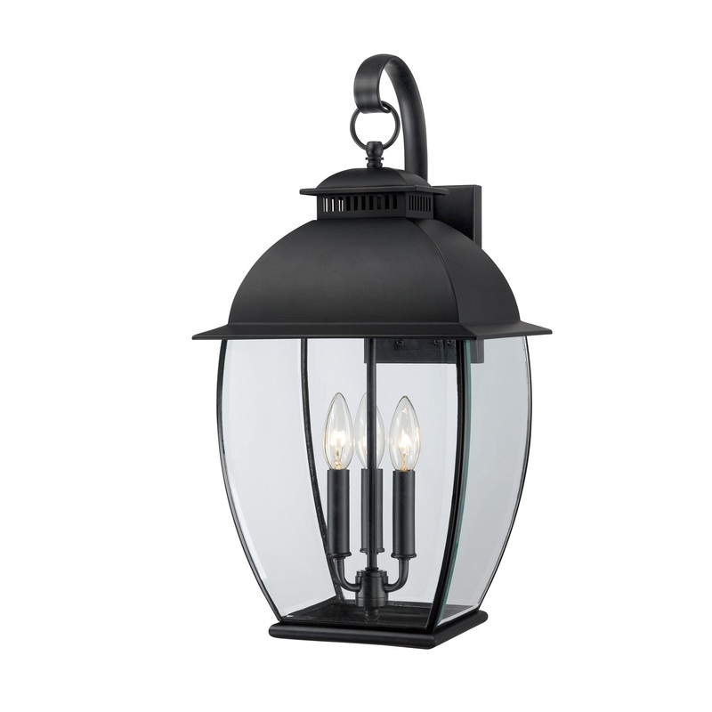 Quoizel BAN8411K Bain Three Light Outdoor Wall Lantern, Mystic Black (Discontinued)