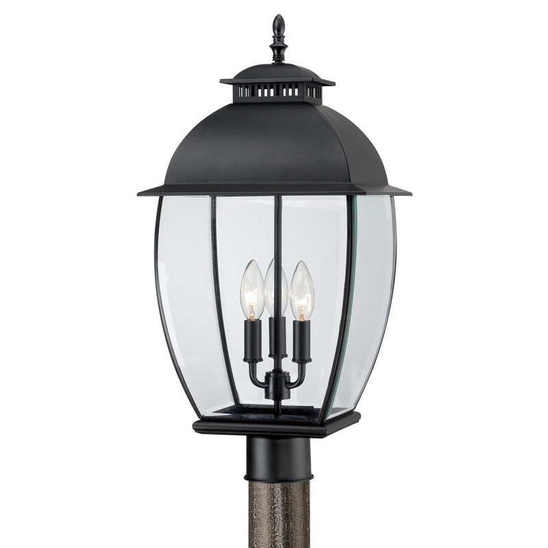 Quoizel BAN9011K Bain Three Light Outdoor Post Lantern, Mystic Black
