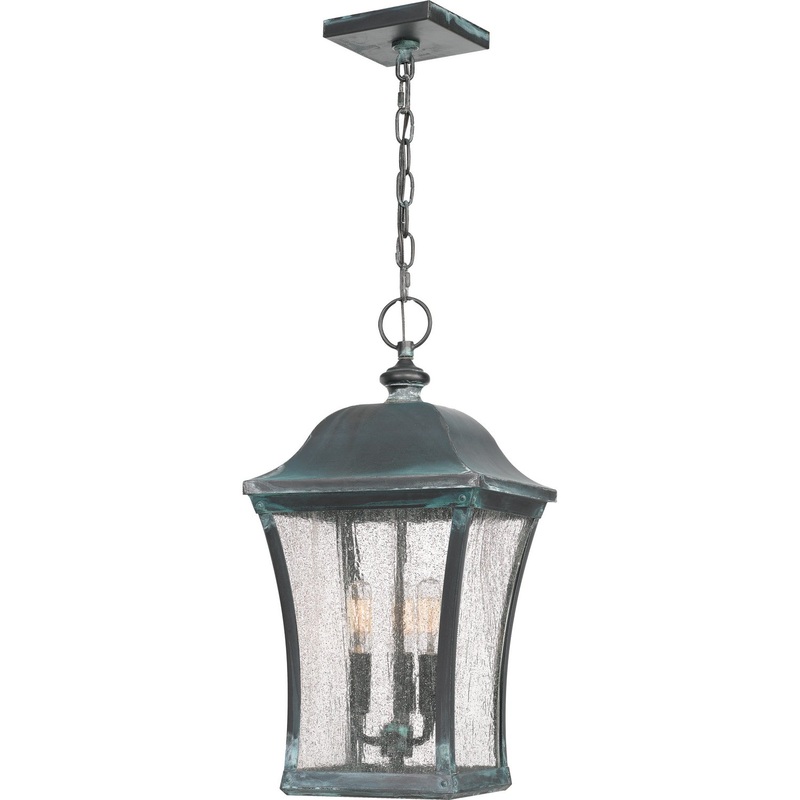 Quoizel BDS1910AGV Bardstown Three Light Outdoor Hanging Lantern, Aged Verde (Discontinued)