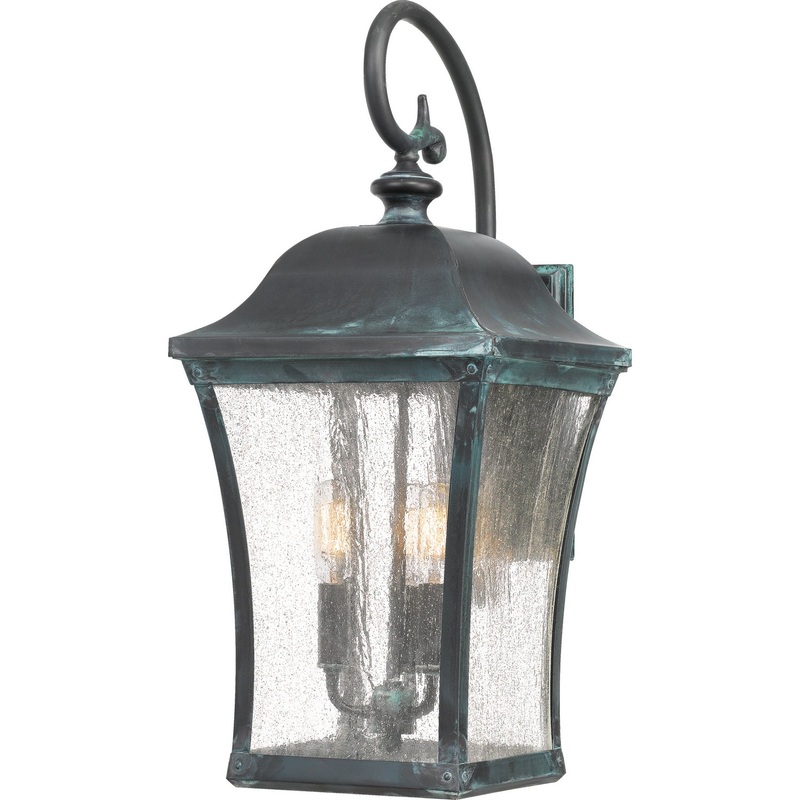 Quoizel BDS8410AGV Bardstown Three Light Outdoor Wall Lantern, Aged Verde