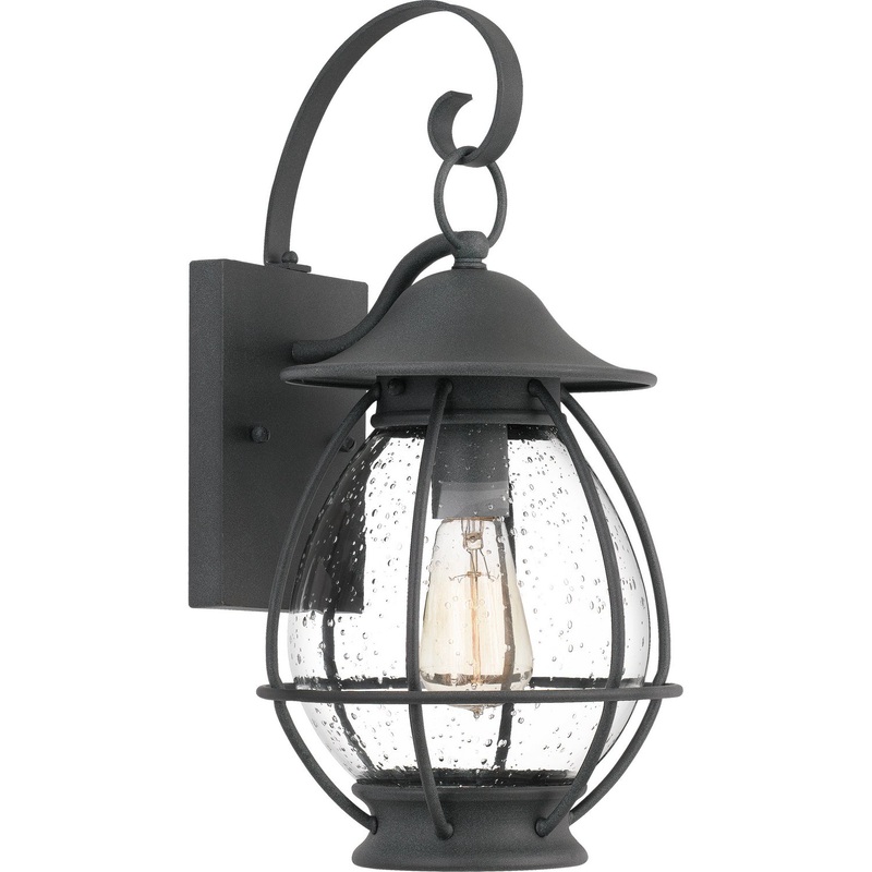 Quoizel BST8409MB Boston One Light Outdoor Wall Lantern, Mottled Black