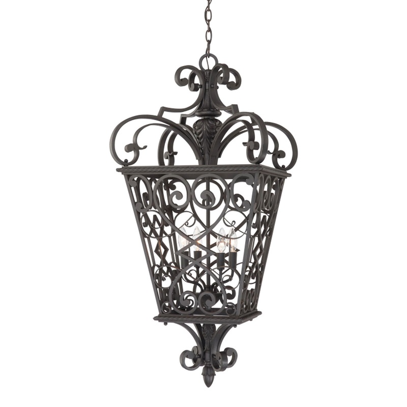 Quoizel FQ1920MK01 Fort Quinn Four Light Outdoor Hanging Lantern, Marcado Black