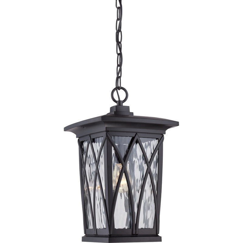 Quoizel GVR1910K Grover One Light Outdoor Hanging Lantern, Mystic Black