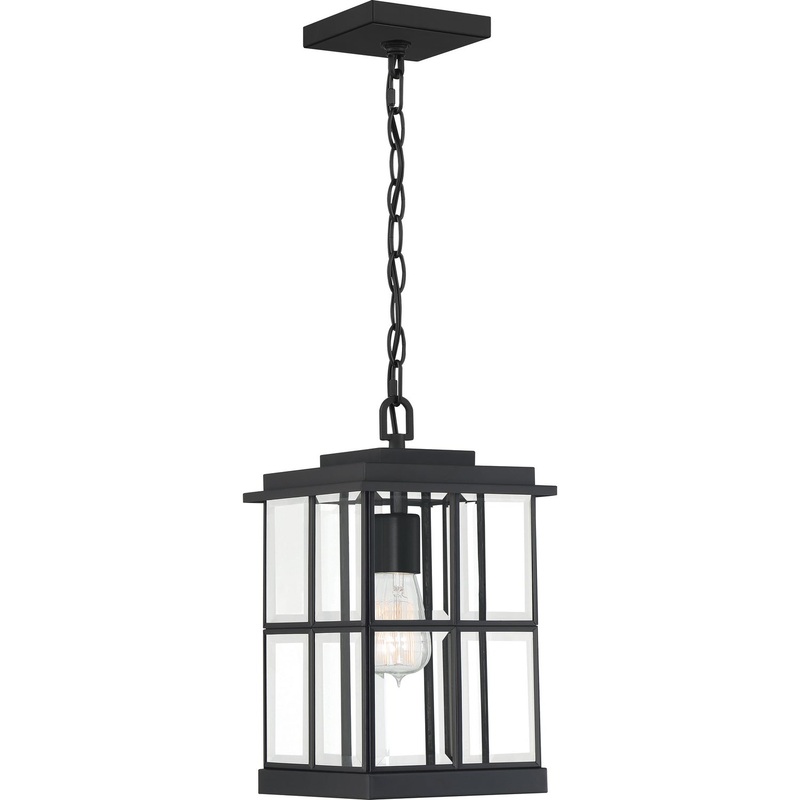 Quoizel MGN1908MBK Mulligan One Light Outdoor Hanging Lantern, Matte Black