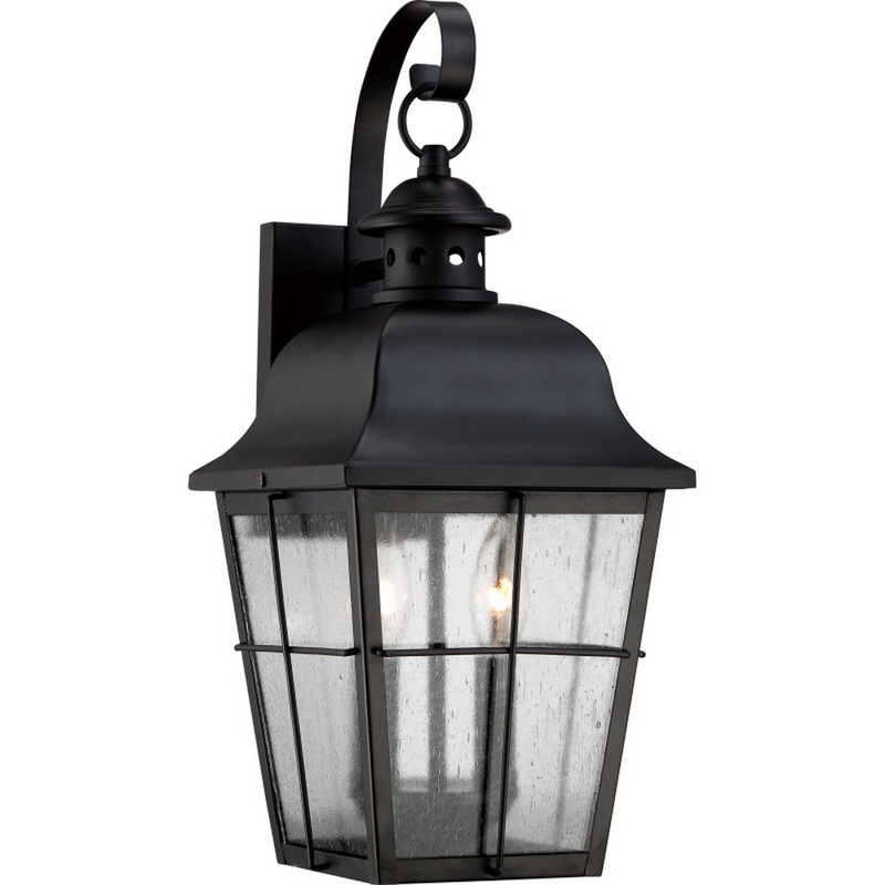 Quoizel MHE8409K Millhouse Two Light Outdoor Wall Lantern, Mystic Black